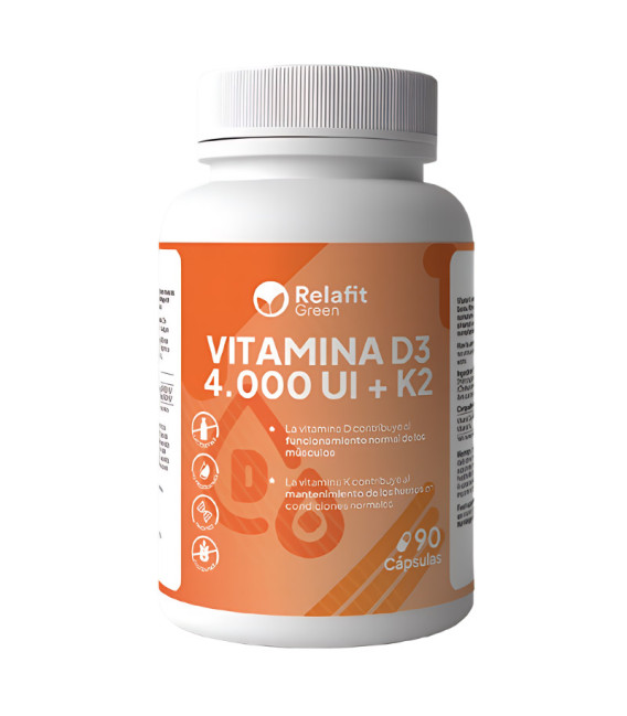 Vitamina D3 y K2 90 Cápsulas - Suplemento de Alta Absorción para Salud Cardiovascular, Inmunológica, Muscular y Más