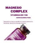 Citrato de Magnesio 1593 mg + Bisglicinato de Magnesio 600 mg + Vitaminas B5, B6 y Ashwagandha Pura, 240 cápsulas