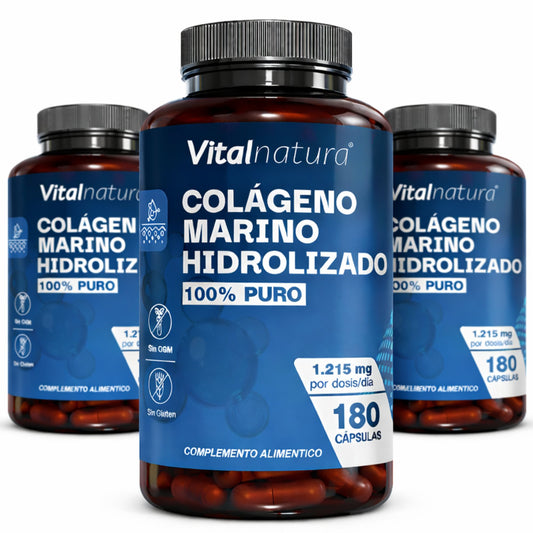 Colágeno Marino Hidrolizado 100% Puro 180 Cápsulas Vitalnatura