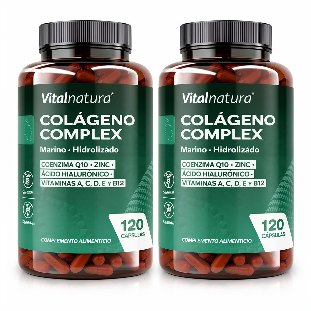Colágeno Complex Vitalnatura con Ácido Hialurónico + Coenzima Q10 + Vitaminas y Zinc 120 Cápsulas