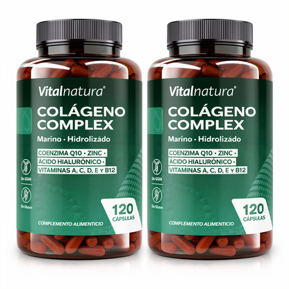 Colágeno Complex Vitalnatura con Ácido Hialurónico + Coenzima Q10 + Vitaminas y Zinc 120 Cápsulas