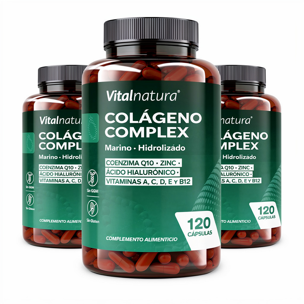 Colágeno Complex Vitalnatura con Ácido Hialurónico + Coenzima Q10 + Vitaminas y Zinc 120 Cápsulas