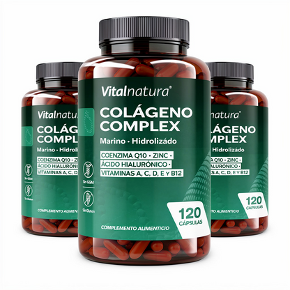 Colágeno Complex Vitalnatura con Ácido Hialurónico + Coenzima Q10 + Vitaminas y Zinc 120 Cápsulas