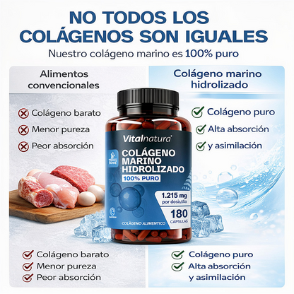 Colágeno Marino Hidrolizado 100% Puro 180 Cápsulas Vitalnatura