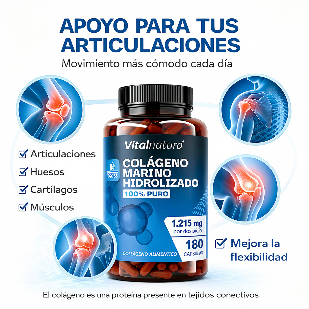 Colágeno Marino Hidrolizado 100% Puro 180 Cápsulas Vitalnatura