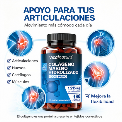 Colágeno Marino Hidrolizado 100% Puro 180 Cápsulas Vitalnatura