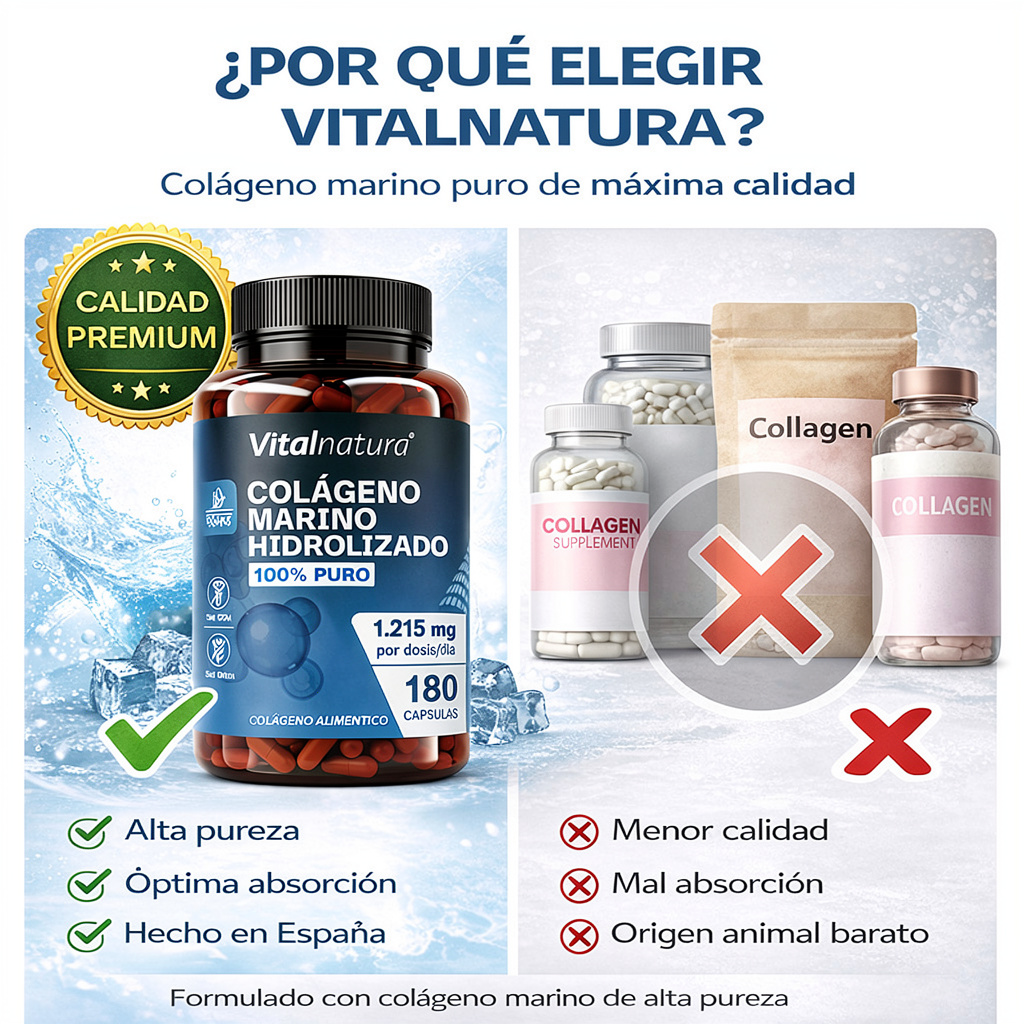 Colágeno Marino Hidrolizado 100% Puro 180 Cápsulas Vitalnatura