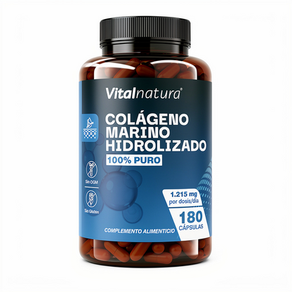 Colágeno Marino Hidrolizado 100% Puro 180 Cápsulas Vitalnatura