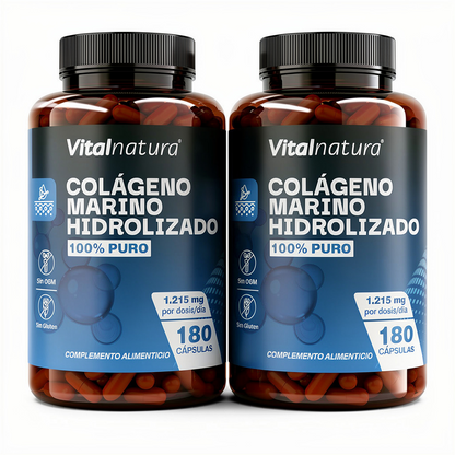 Colágeno Marino Hidrolizado 100% Puro 180 Cápsulas Vitalnatura