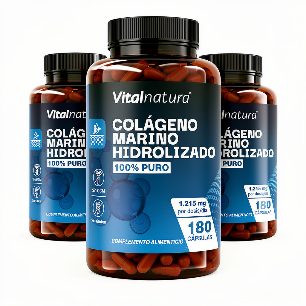Colágeno Marino Hidrolizado 100% Puro 180 Cápsulas Vitalnatura