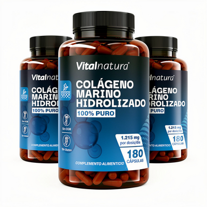 Colágeno Marino Hidrolizado 100% Puro 180 Cápsulas Vitalnatura