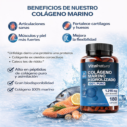 Colágeno Marino Hidrolizado 100% Puro 180 Cápsulas Vitalnatura