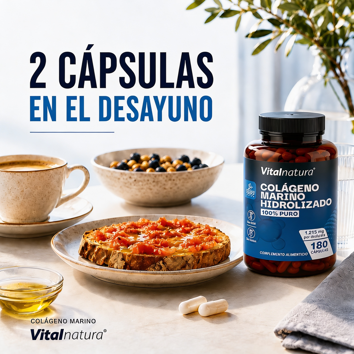 Colágeno Marino Hidrolizado 100% Puro Vitalnatura – 180 Cápsulas