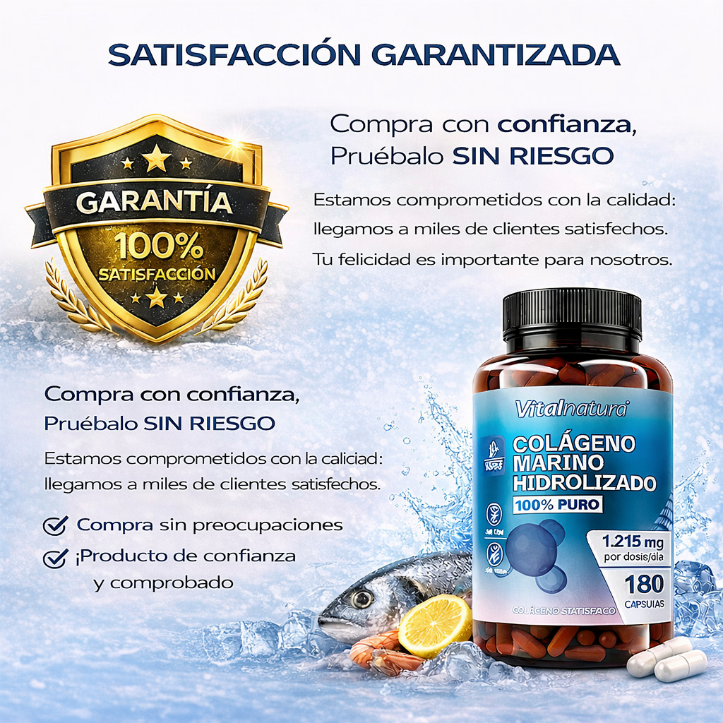 Colágeno Marino Hidrolizado 100% Puro 180 Cápsulas Vitalnatura