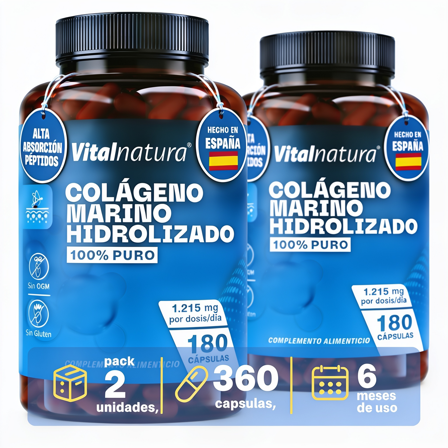 Colágeno Marino Hidrolizado 100% Puro Vitalnatura – 180 Cápsulas