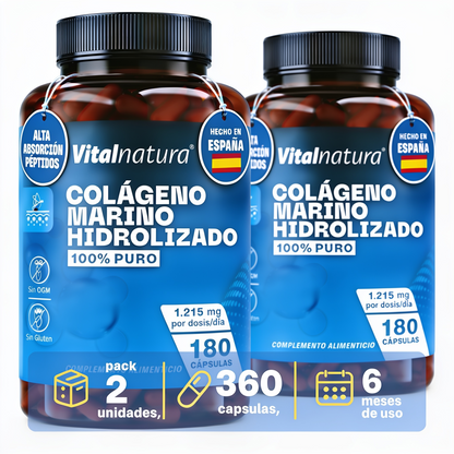 Colágeno Marino Hidrolizado 100% Puro Vitalnatura – 180 Cápsulas