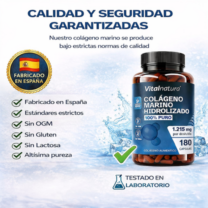 Colágeno Marino Hidrolizado 100% Puro 180 Cápsulas Vitalnatura
